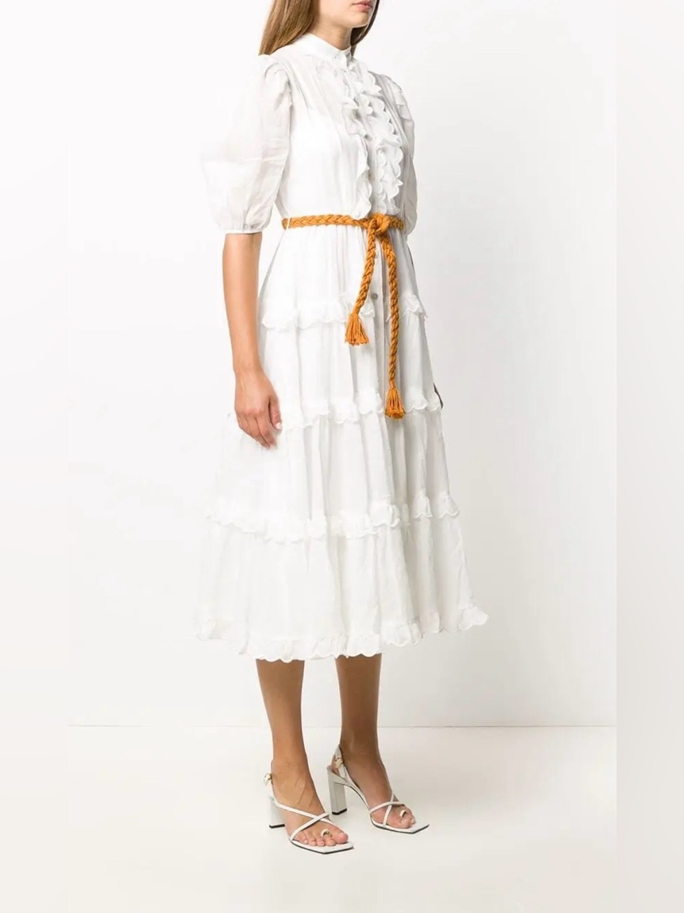 Amelie Scallop Frill Ramie Dress - Picture 3 of 8
